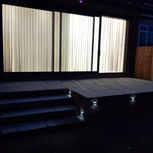 Patio Installers night-rear-garden-patio-stairs-lights-ilford-london